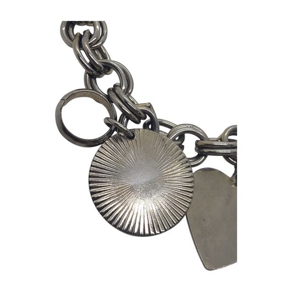 Vintage Chunky Charm Bracelet Heart Ring Charm Wedding Anniversary Engravable - Picture 2 of 12